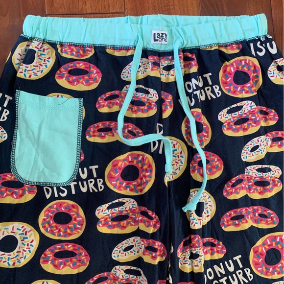 Lazy One Yoga Pajama Pants Women's Size Large DONUT DISTURB 100% Cotton Pocket - Picture 4 of 11